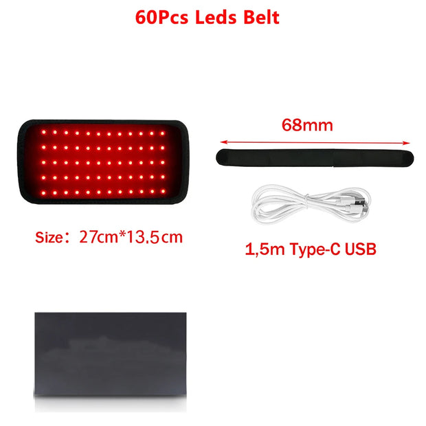 Red＆Infrared LED Light Therapy Belt Full Body Pain Relief Wrap Burn Fa